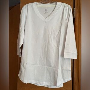 Brand new! Isaac Mizrahi Live 3/4 sleeve white top